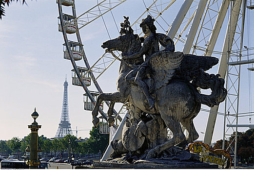 摩天轮,雕塑,地点,协和飞机,巴黎,法国