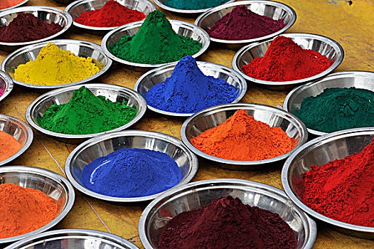 色彩,散沫花染料,粉末,中央邦,北印度,印度,亚洲