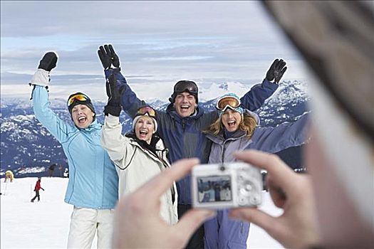 人,照相,朋友,滑雪,山,加拿大