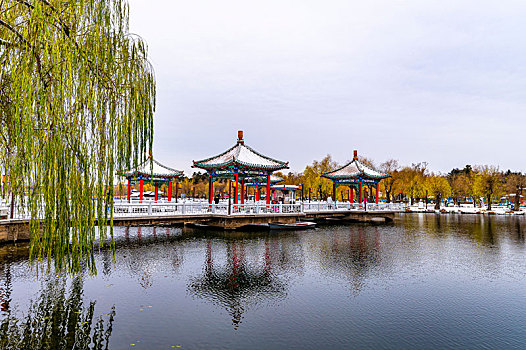 初冬首场雪-中国长春南湖公园冬季风景
