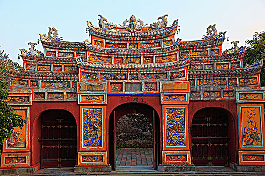 越南,色调,城堡,皇家,围挡,庙宇,大门