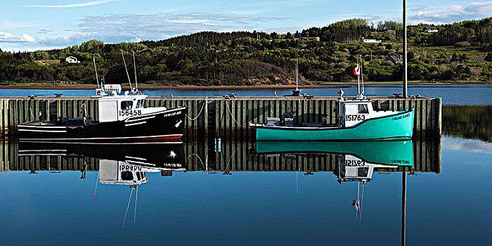 捕鱼,拖船,停泊,码头,因弗内斯,港口,布雷顿角岛,新斯科舍省,加拿大