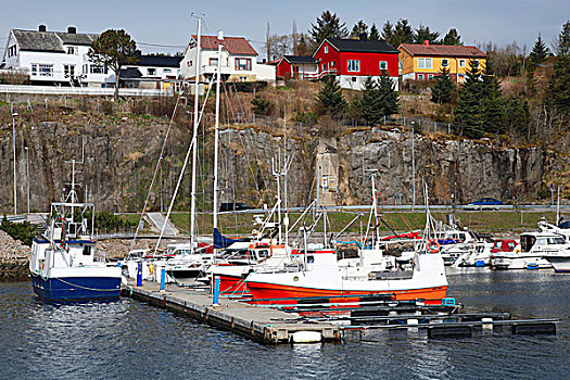 捕鱼,游艇,站立,停泊,挪威,乡村