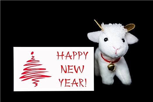 新年,贺卡,明信片,山羊