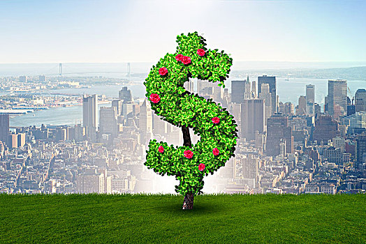 美元符号,投资,概念,环境,绿色