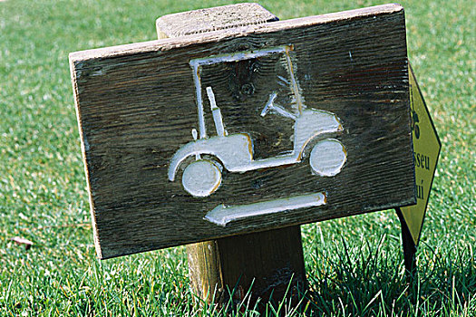 木质,标识,高尔夫球车,箭头