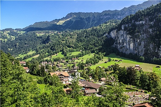 景色,山谷,风景,劳特布龙嫩,瑞士