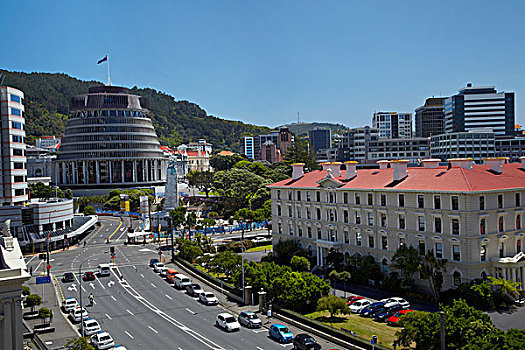 老,国会大厦,街道,惠灵顿,北岛,新西兰