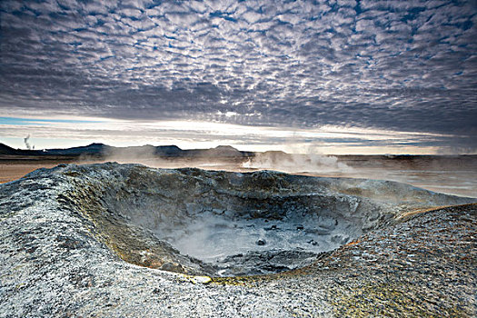 喷气孔,泥,硫磺,矿物质,蒸汽,地热,区域,山峦,东北方,冰岛,欧洲