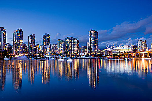 城市天际线,新,伸缩,屋顶,福尔斯湾,温哥华,不列颠哥伦比亚省,加拿大