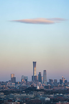 夕阳中的北京市中心