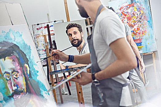 男性,藝術家,繪畫,美術課,工作室