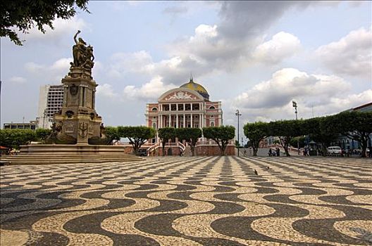 广场,镶嵌图案,会面,水,亚马逊,剧院,马瑙斯,巴西