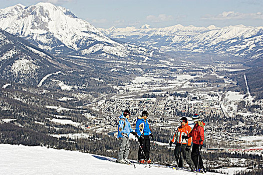 滑雪者,滑雪板玩家,高山,胜地,不列颠哥伦比亚省,加拿大