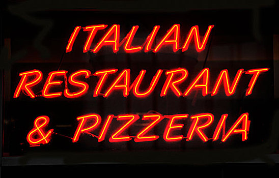 红色,霓虹标识,比萨饼店,芝加哥