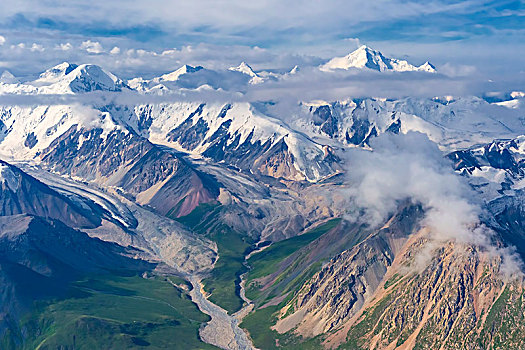 航拍,俯视,中心,掸邦,山脉,边界,吉尔吉斯斯坦,中国,亚洲