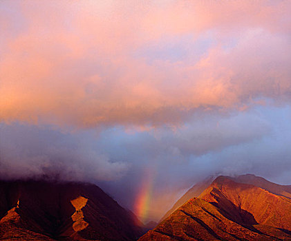 美国,夏威夷,毛伊岛,彩虹,上方,山,画廊