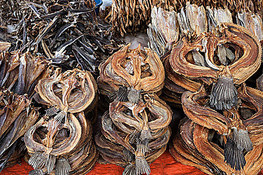 干燥,鱼肉,市场,钳,掸邦,缅甸,亚洲