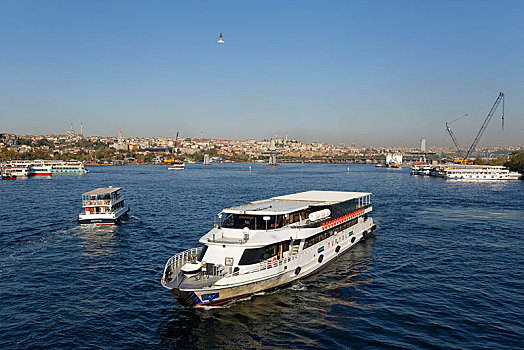 渡轮,金角湾,风景,加拉达塔,桥,伊斯坦布尔,欧洲,土耳其,亚洲