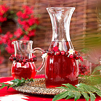 蔓越莓汁,玻璃瓶,玻璃罐,圣诞节