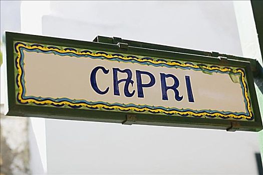特写,信息牌,卡普里岛,坎帕尼亚区,意大利