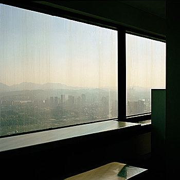 窗户,座椅,风景,城市,首尔
