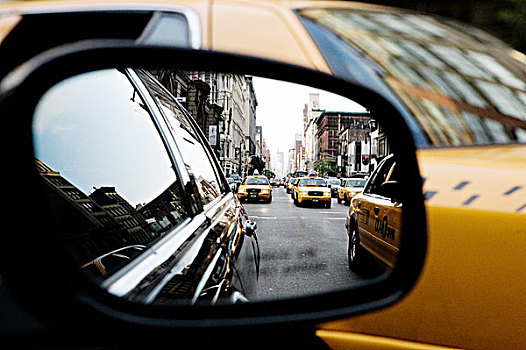 出租车,后视镜,纽约,美国