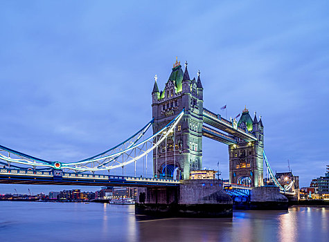 泰晤士河,塔桥,黄昏,伦敦,英格兰,英国,欧洲