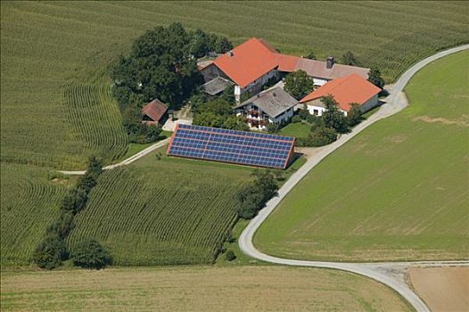 农场,太阳能,上巴伐利亚,巴伐利亚,德国