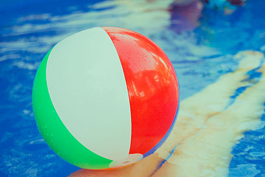 彩色,水皮球,漂浮,游泳池