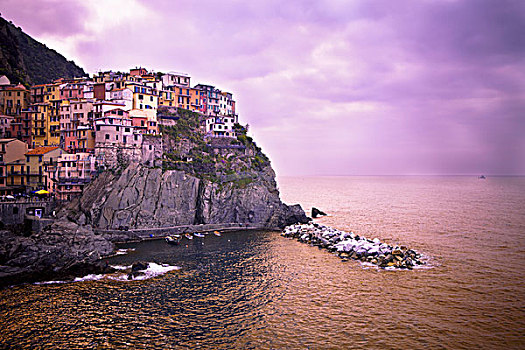 房子,石头,石台,海岸,马纳罗拉,利古里亚,意大利