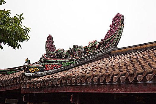 陶瓷,雕刻,砖瓦,屋顶,保护,庙宇,老城,潮州,中国