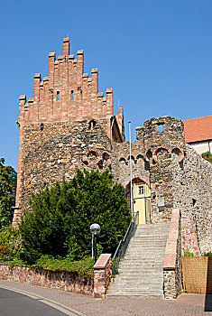 入口,山墙,城堡,古城堡,弗兰克尼亚,施佩萨特,巴伐利亚,德国,欧洲