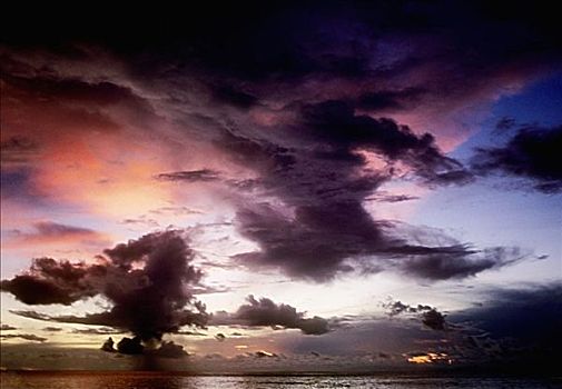 云,上方,海洋,西巴丹岛,婆罗洲,马来西亚