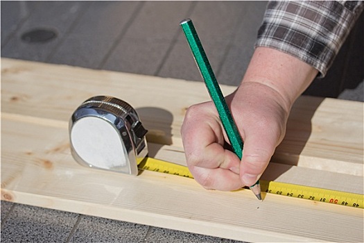 测量,木板,尺子,铅笔
