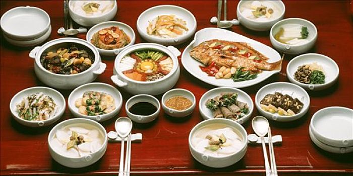 传统,韩国,餐具