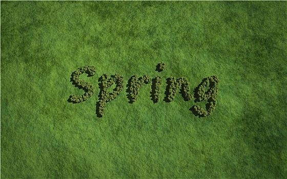 春天,文字,树,草,背景