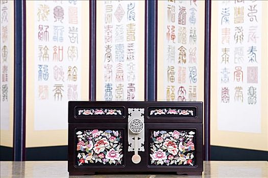 韩国,传统,盒子,折叠屏风