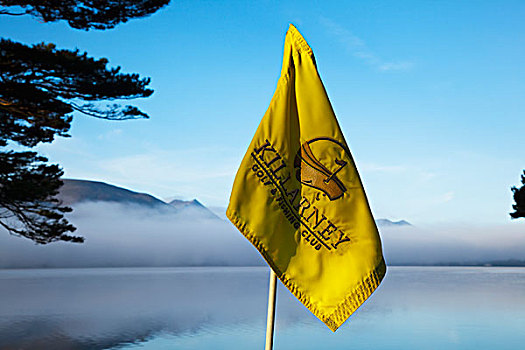 黄旗,高尔夫球场,水边,凯瑞郡,爱尔兰