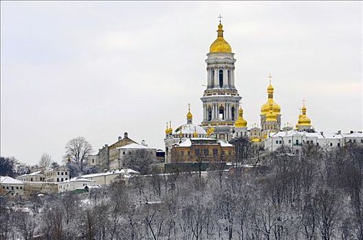 洞穴,寺院,积雪,山,基辅,乌克兰,东欧