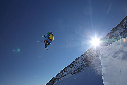 男性,滑雪者,跳跃,清晰,蓝天