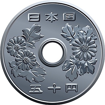 矢量,日本,50,日元,硬币