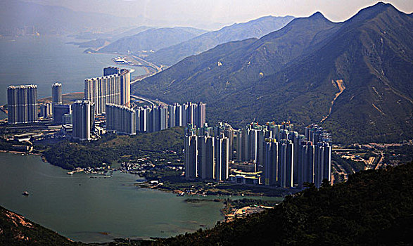 中国,香港,大屿山,城镇,航拍