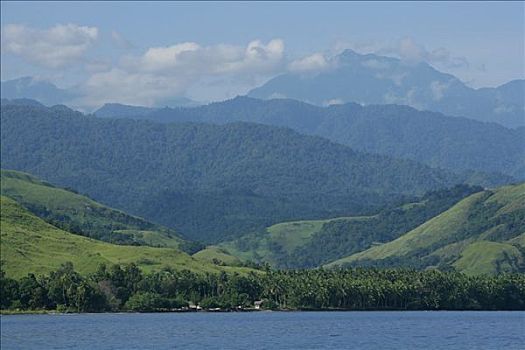 海边风景,山,巴布亚新几内亚,美拉尼西亚
