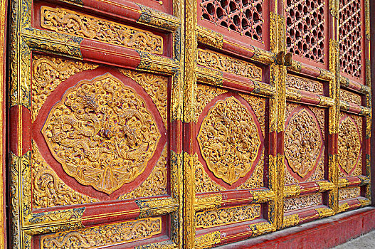 装饰,门,雕刻,龙,创意,太和殿,故宫,北京,中国