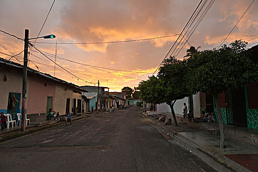 街道,明亮,涂绘,房子,格拉纳达,尼加拉瓜,中美洲