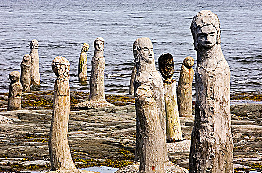 海岸线,塑像,加斯佩半岛,魁北克,加拿大