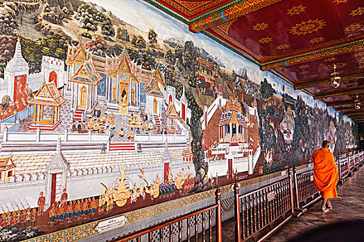 泰国,曼谷,大皇宫,玉佛寺,艺术馆,壁画,场景