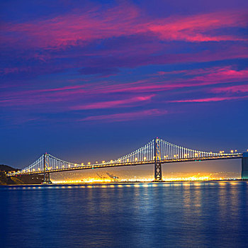 旧金山湾,桥,日落,码头,加利福尼亚