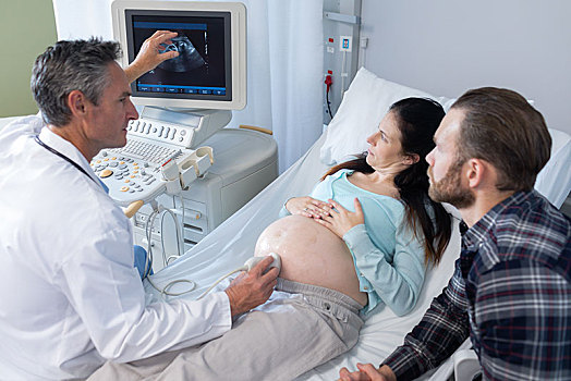 医生,超声波扫描,孕妇,医院